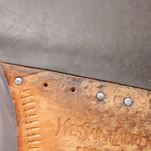 YSL Saint Laurent Rive Gauche Men's Size EU 42 Brown Leather Derby Cap Toe - Picture 10 of 11